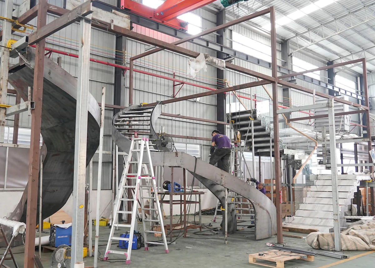 Factory custom staircase manufacturing workshop